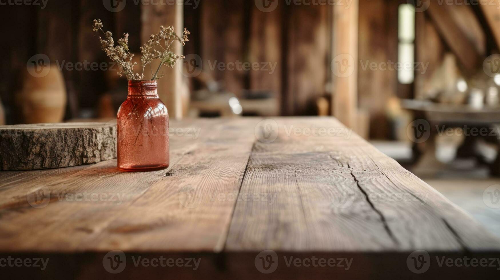 old wooden rustic table generative ai photo