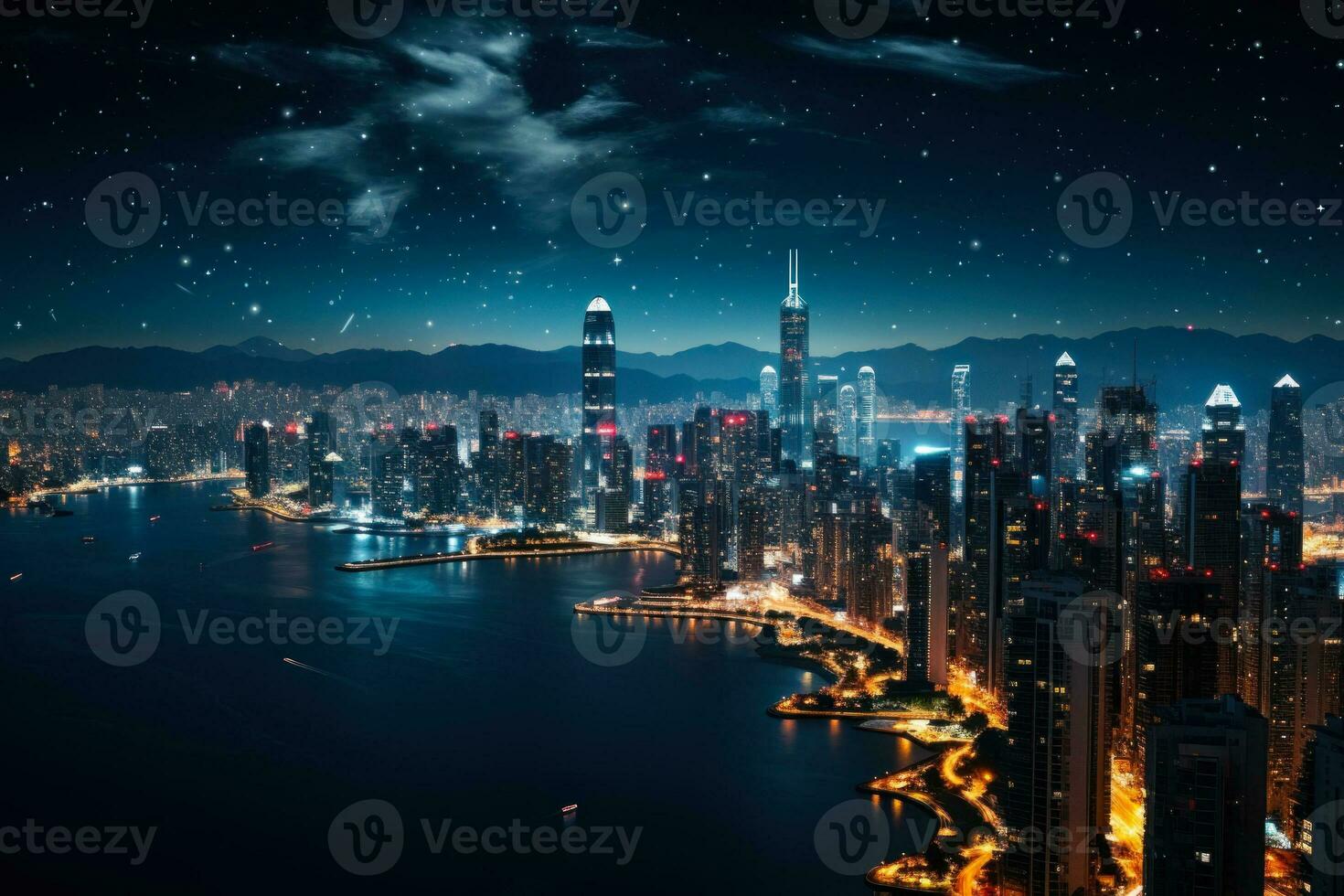 night city landscape aerial photography generative ai photo