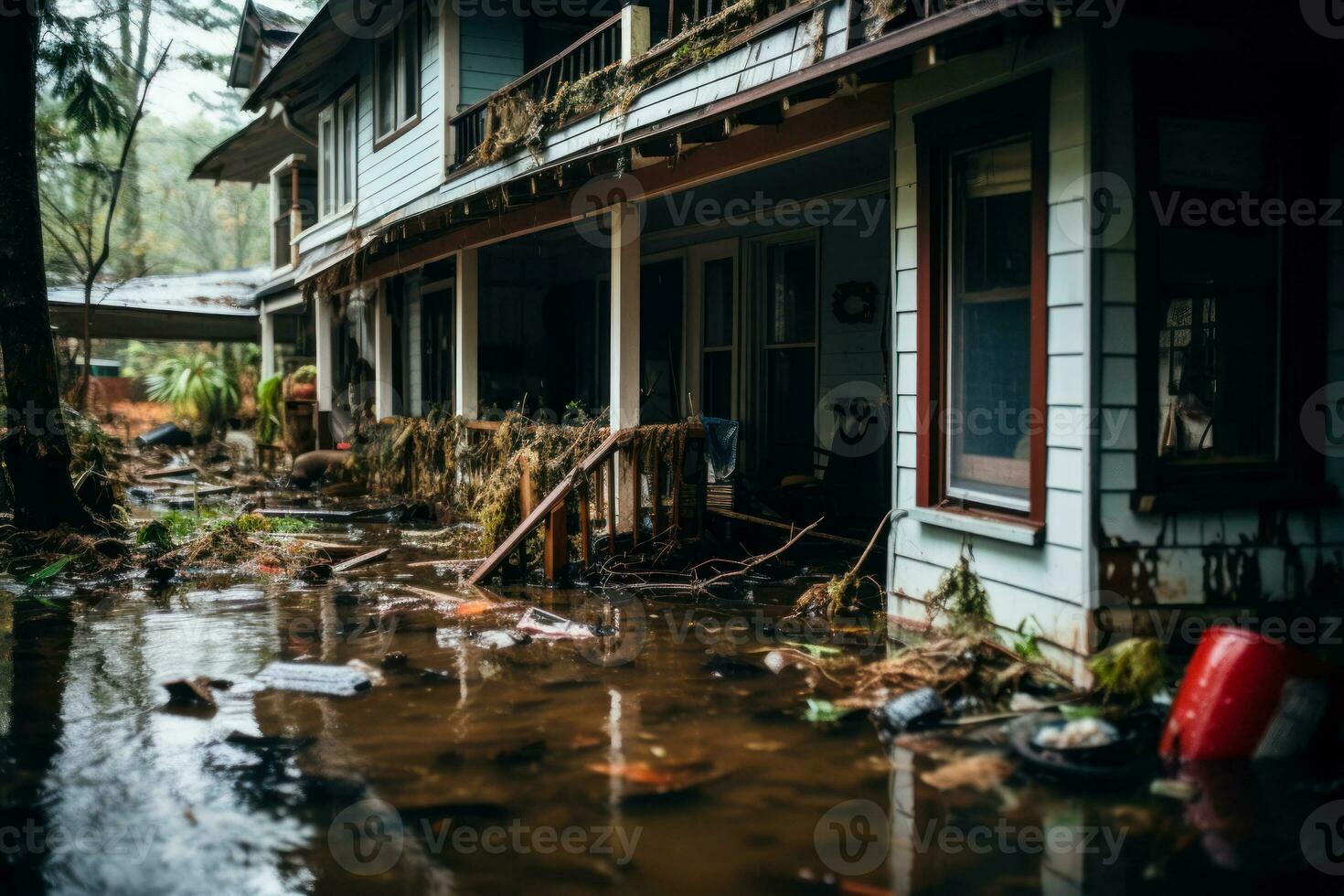 abandonado y inundado casas después el tsunami inundar generativo ai foto