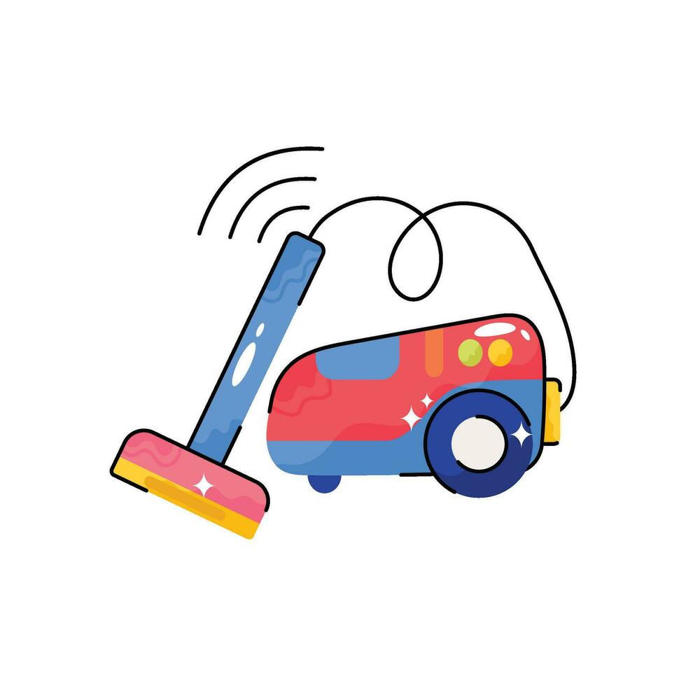 Smart Vacuum cleaner doodle vector colorful  Sticker. EPS 10 file