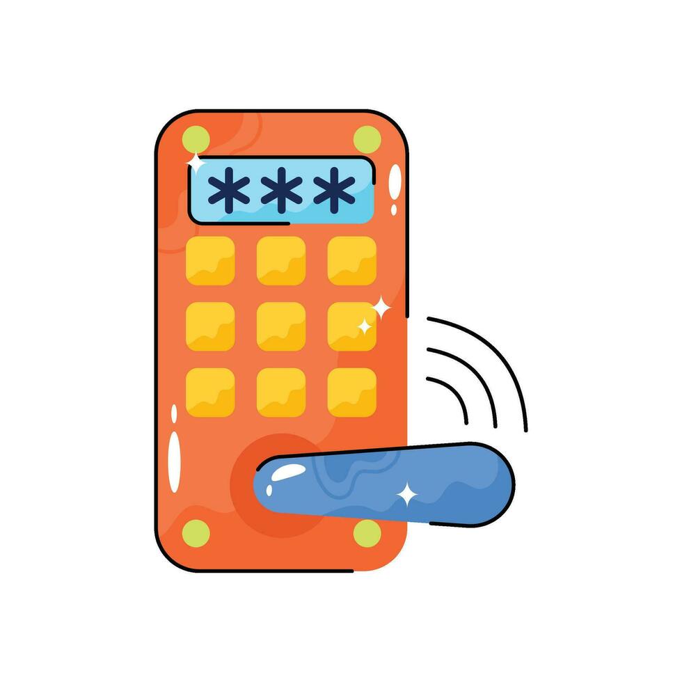 Smart lock doodle vector colorful  Sticker. EPS 10 file