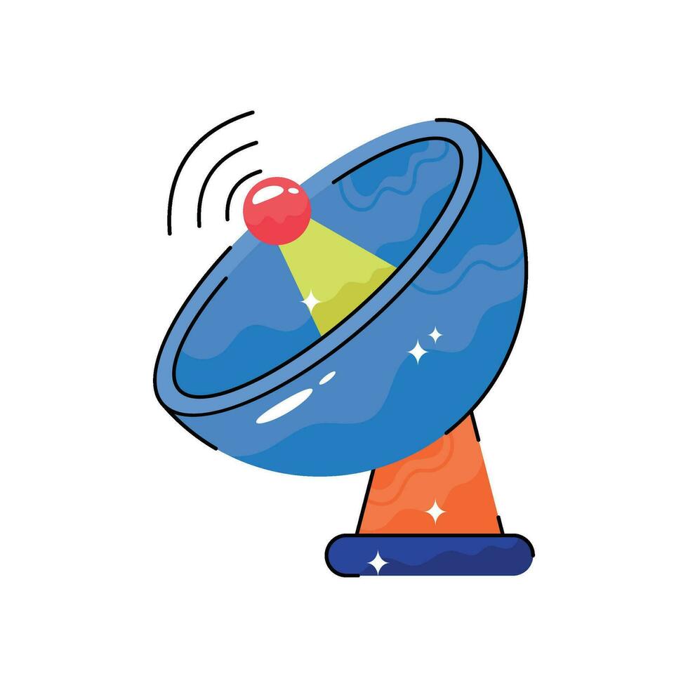 Satellite doodle vector colorful  Sticker. EPS 10 file