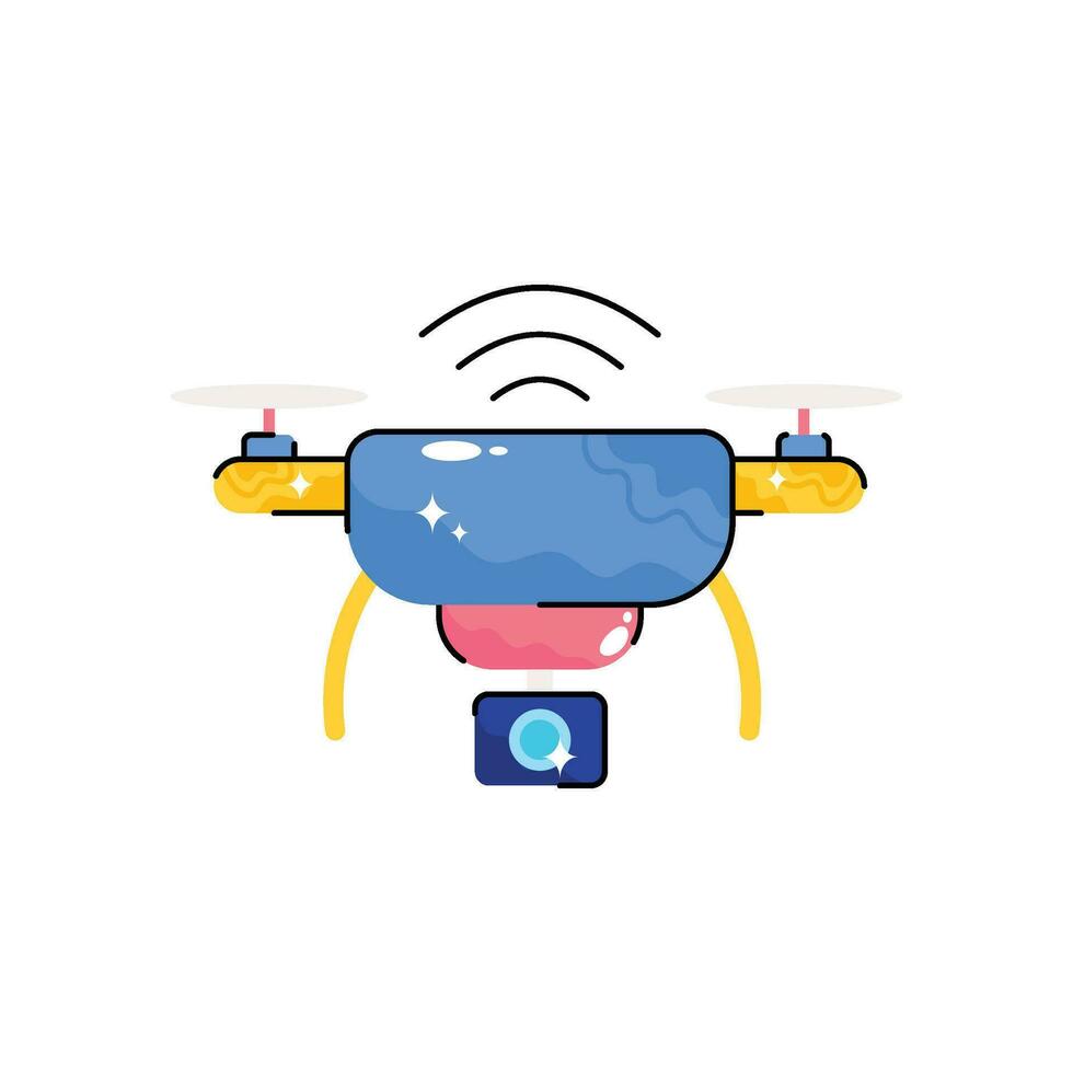 Drone camera doodle vector colorful  Sticker. EPS 10 file