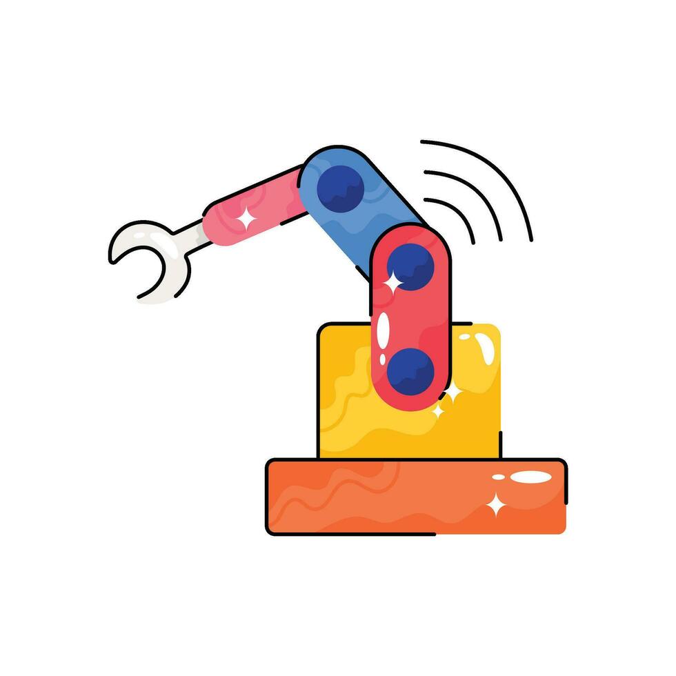 Smart Robotic arm doodle vector colorful  Sticker. EPS 10 file