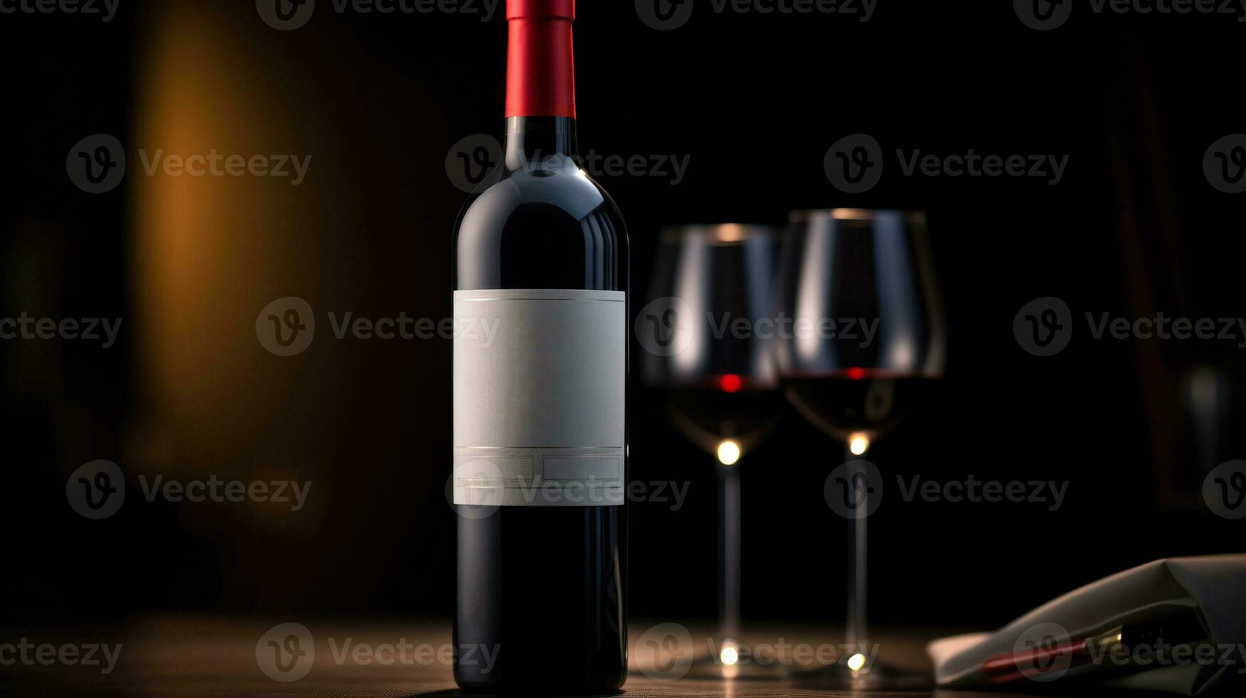 glass and bottle with red generative ai photo