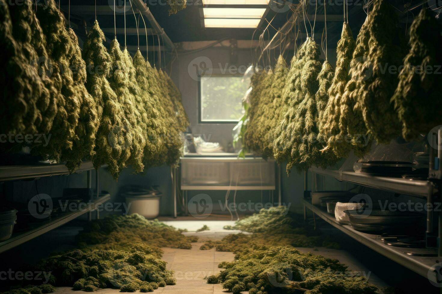 cannabis drying room generative ai photo