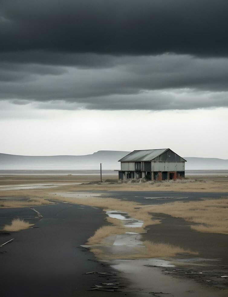 Photo of Lonely Church on Country Hill AI Generative