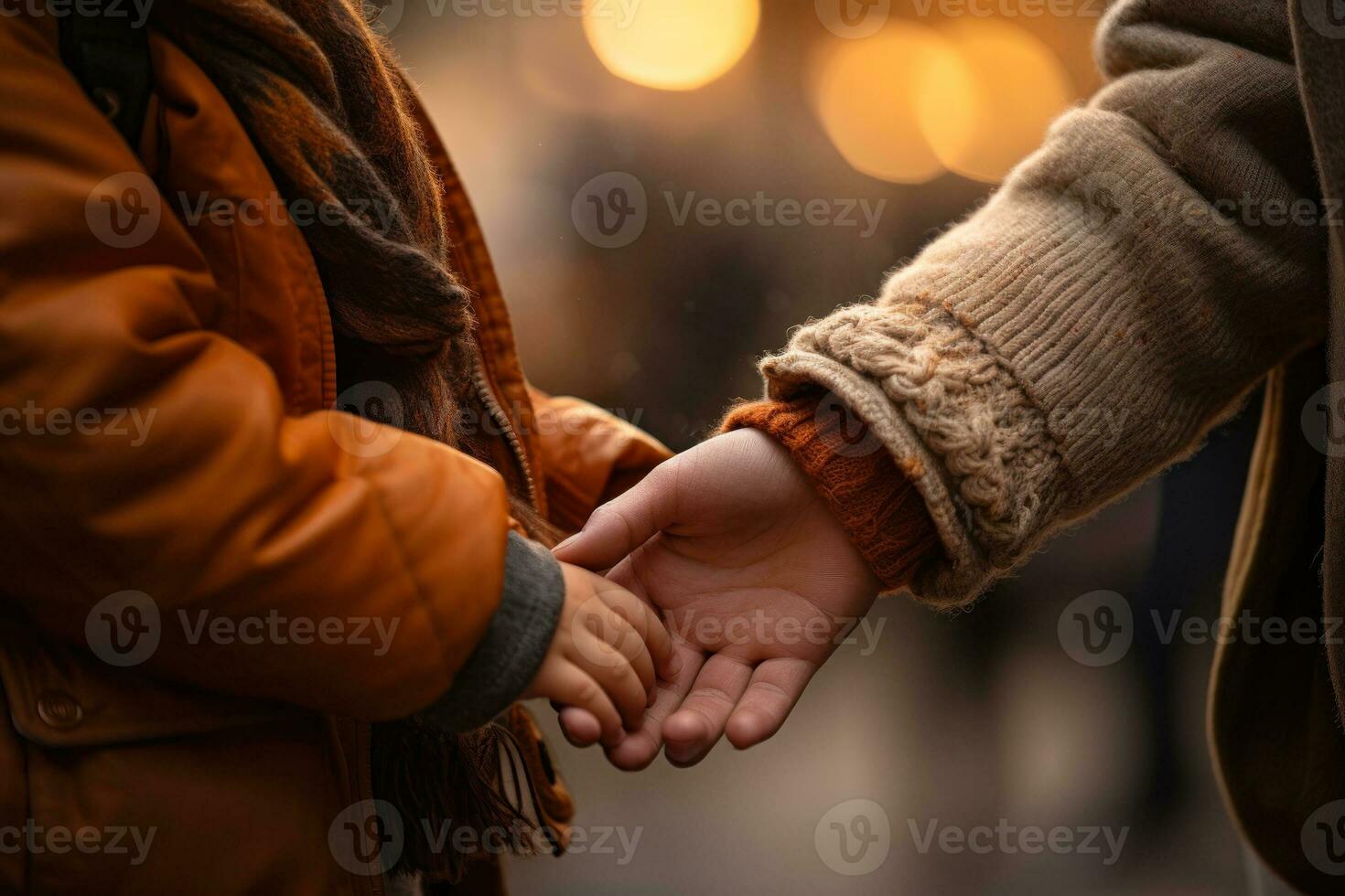 parent holding child's hand generative ai photo