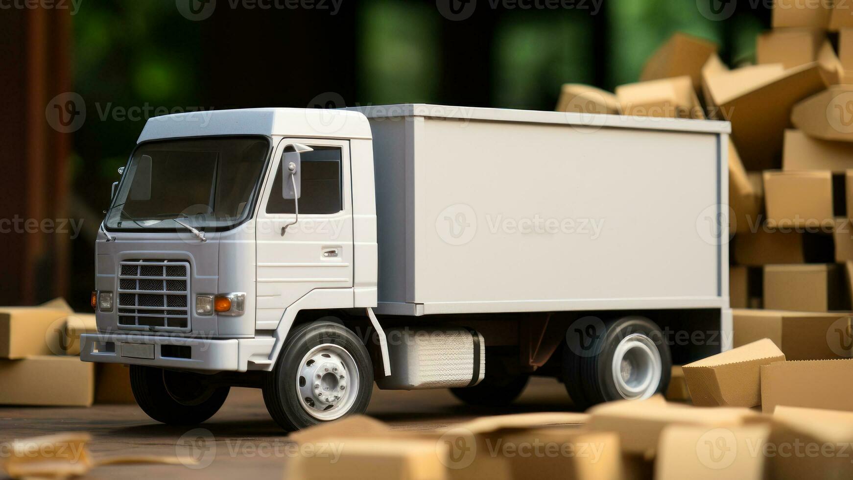 truck and boxes, logistics banner mockup generative ai photo