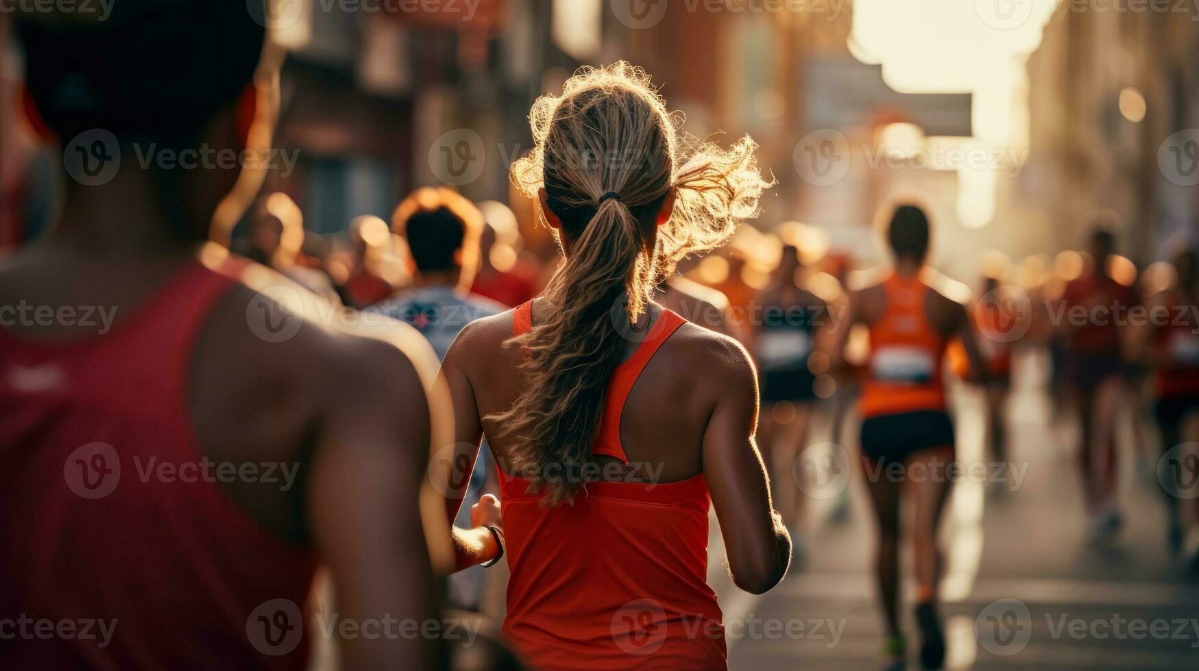 women running marathon generative ai photo