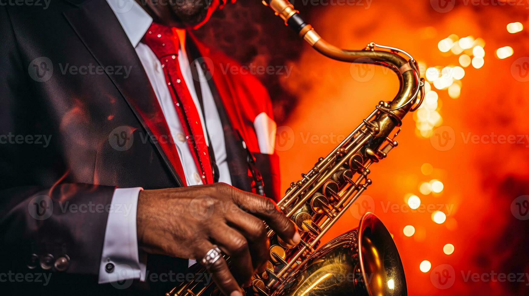 jazzman play in saxophone generative ai photo
