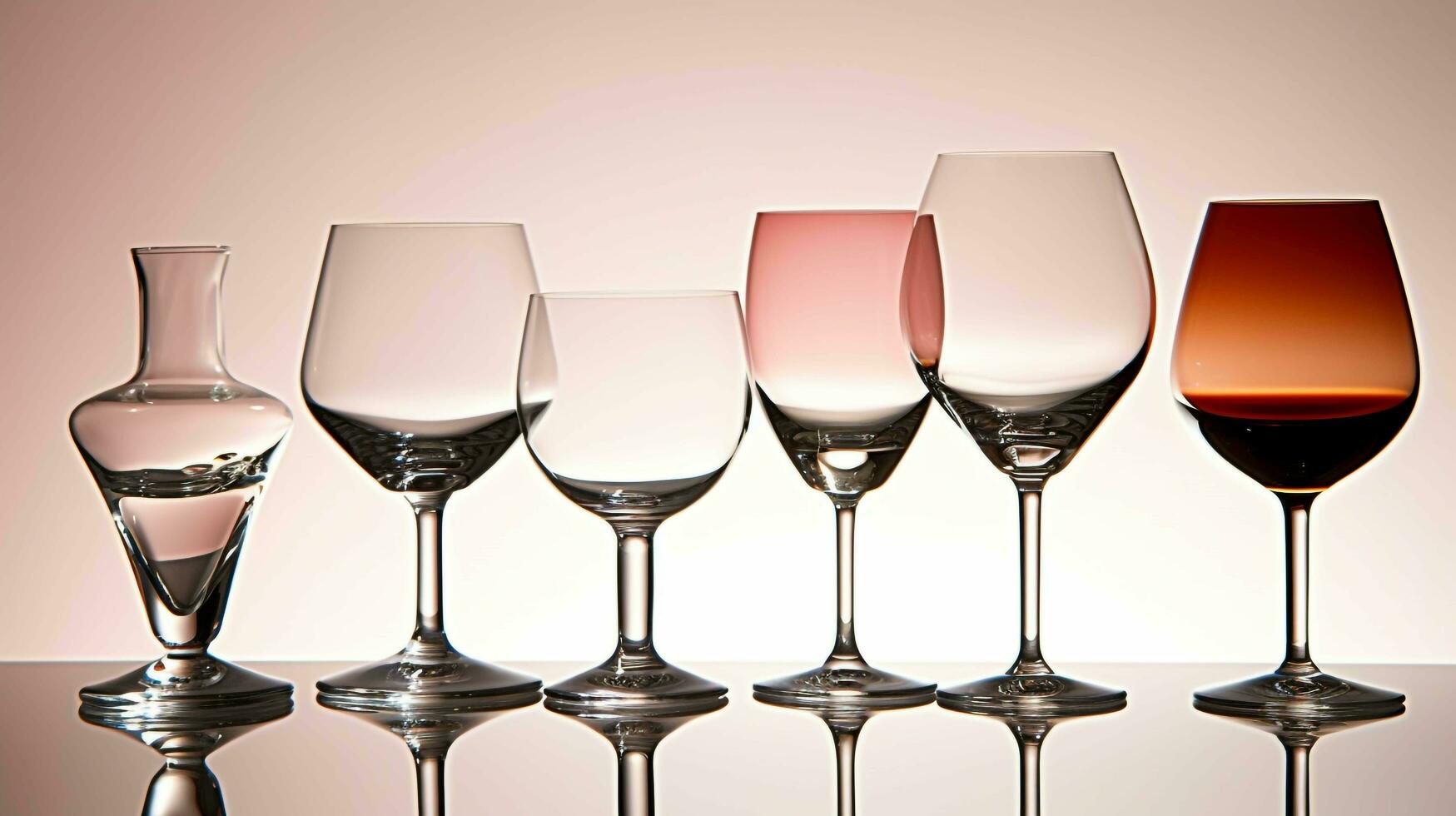 transparent glassware, such as wine glasses or vases, AI generated photo