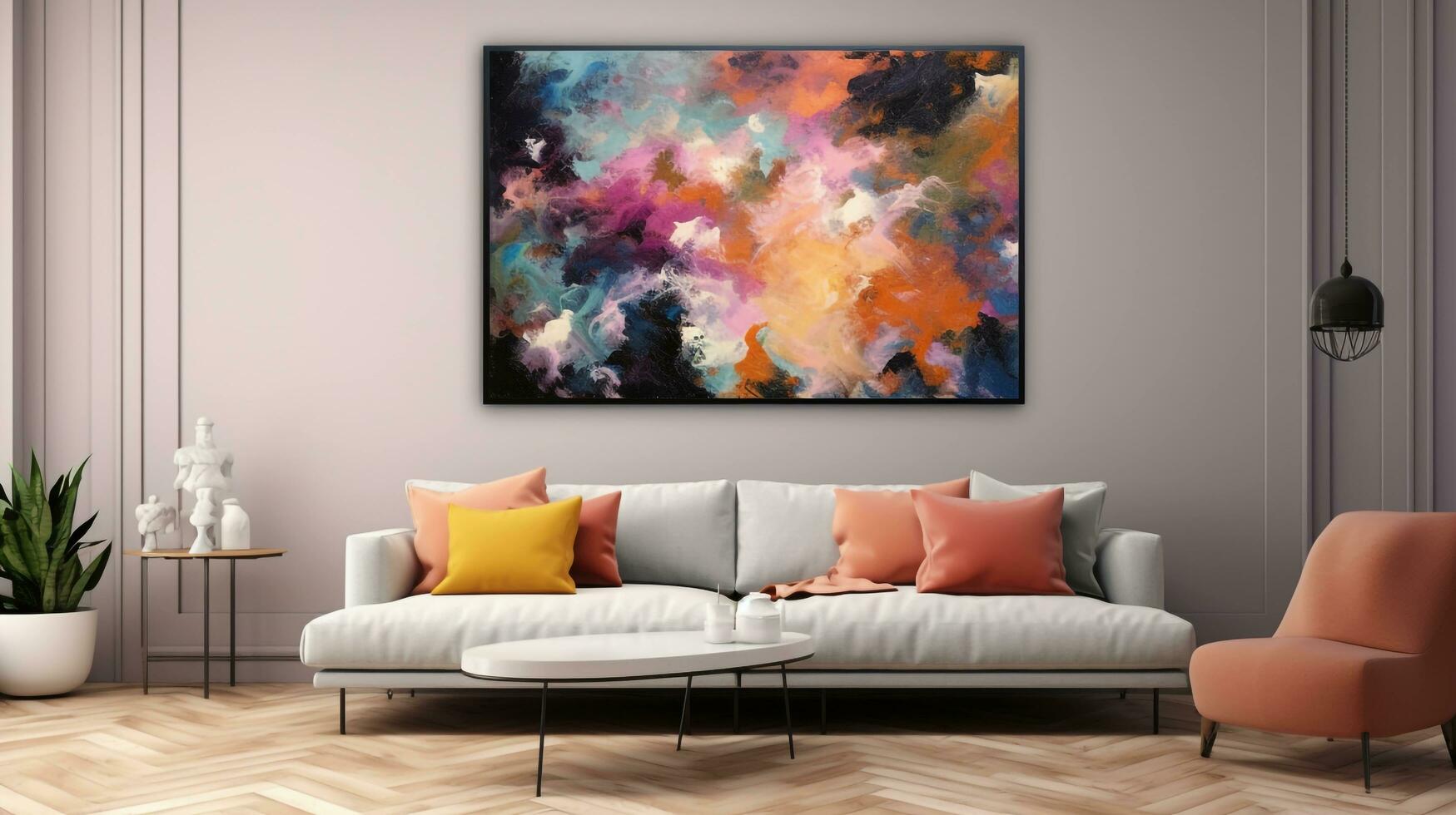 an abstract oil paint drawing with a rich and textured colored background, AI generated photo