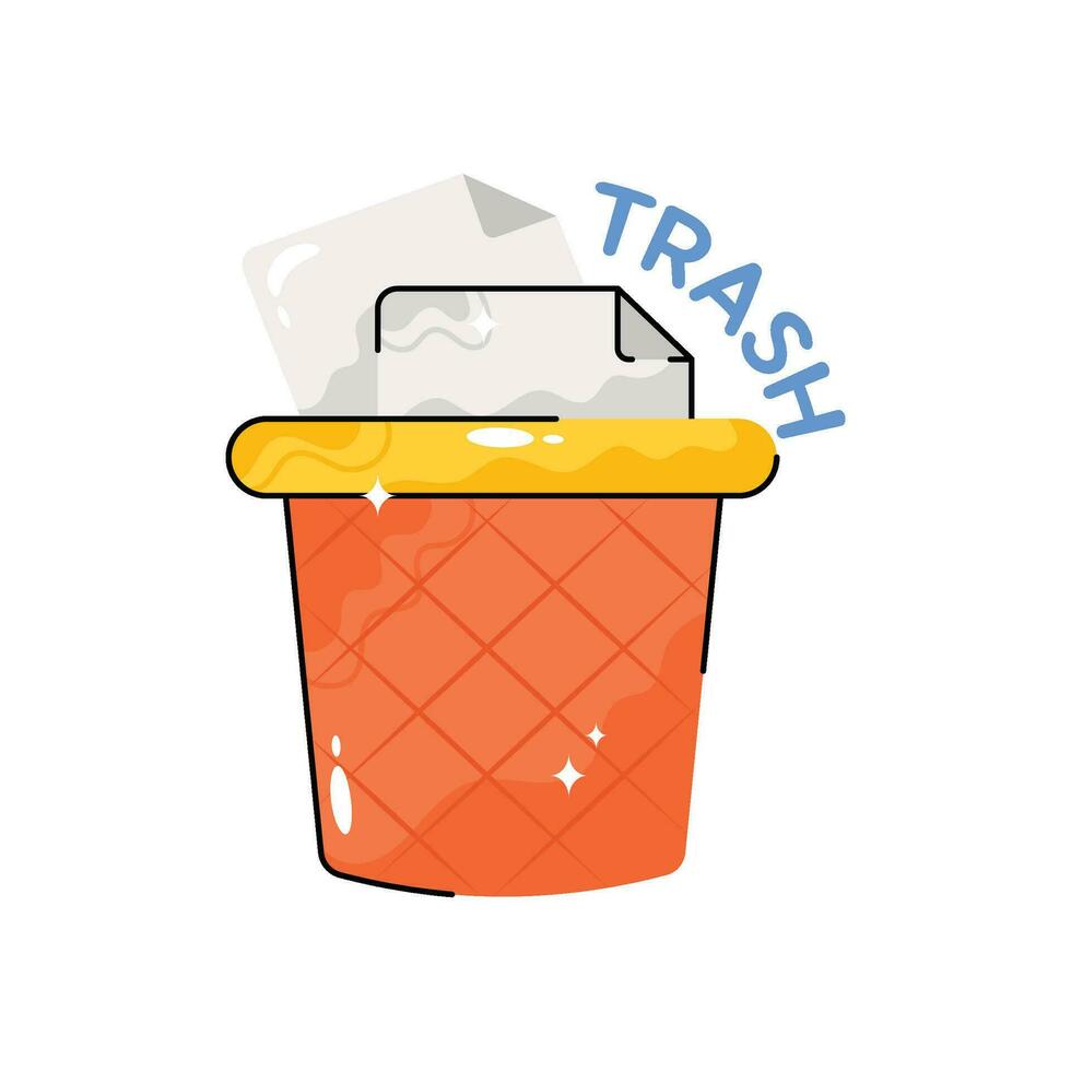 Trash doodle vector colorful Sticker. EPS 10 file