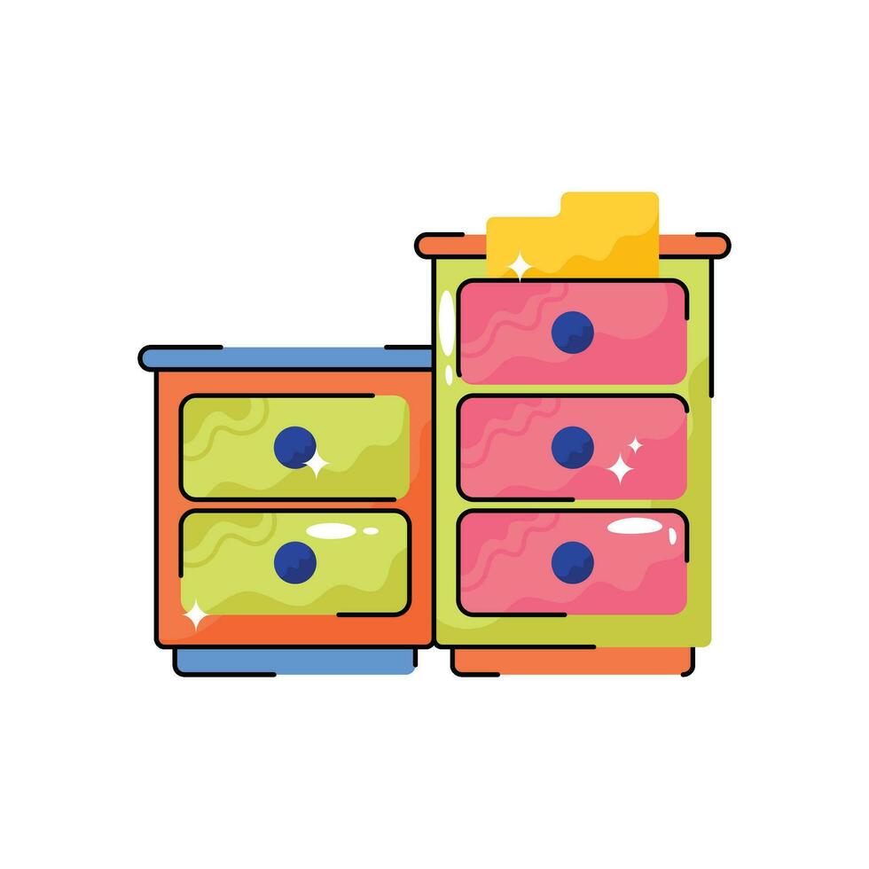 Drawers doodle vector colorful Sticker. EPS 10 file