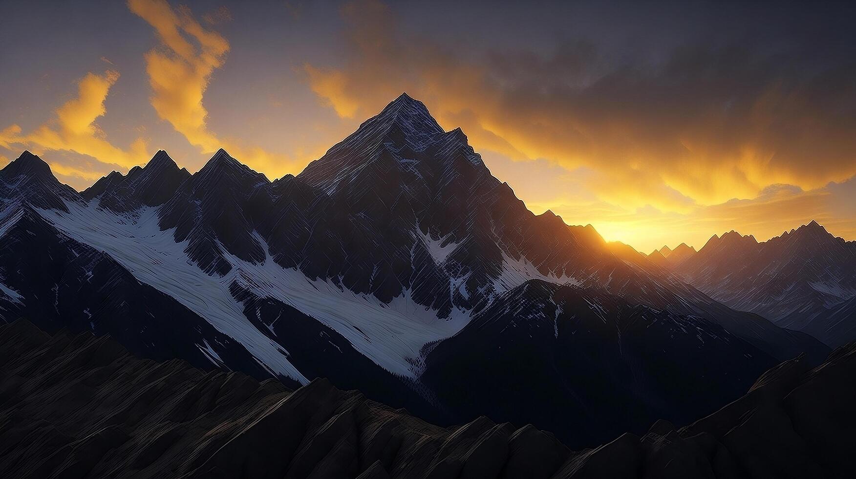 Beautiful sunset in the mountains. Panorama of the mountains photo