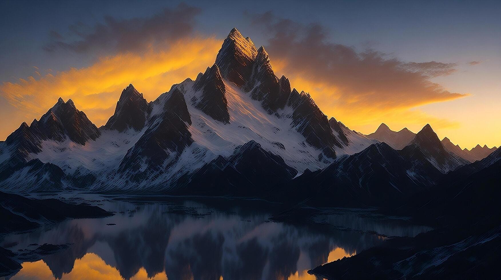 Beautiful sunset in the mountains. Panorama of the mountains photo