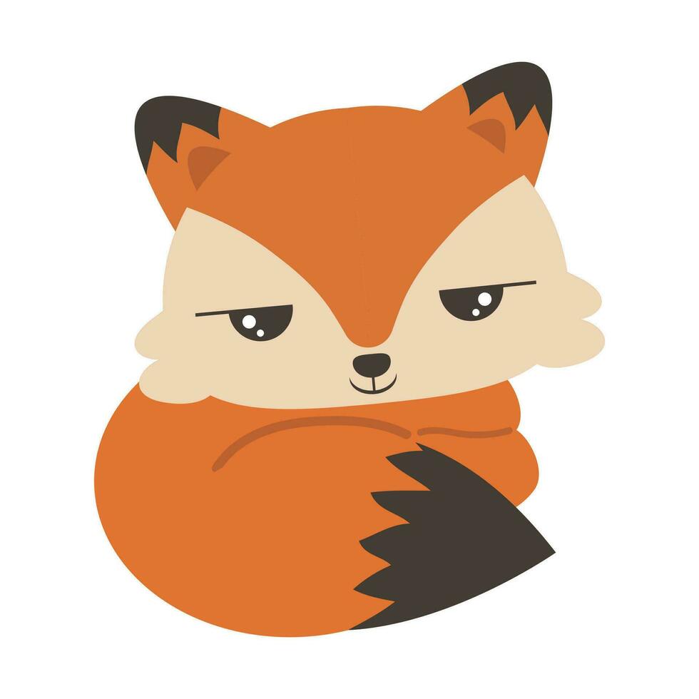 Cute fox flat style cartoon vector