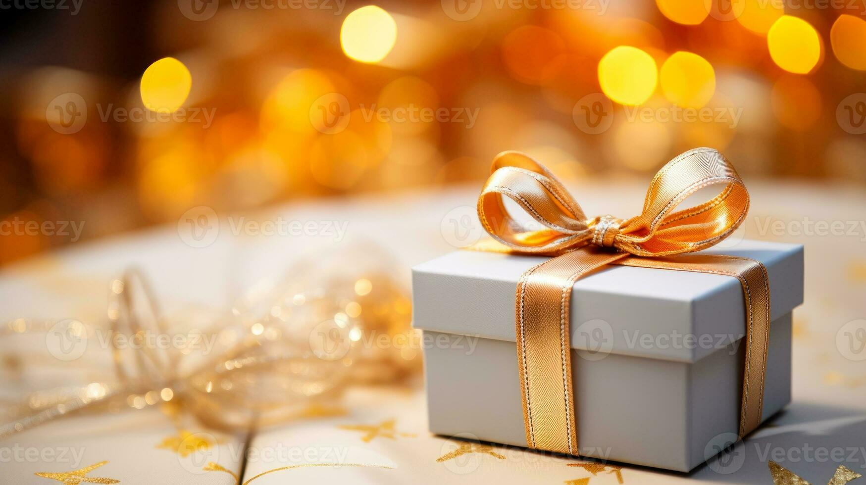 gift box with golden ribbon generative ai photo