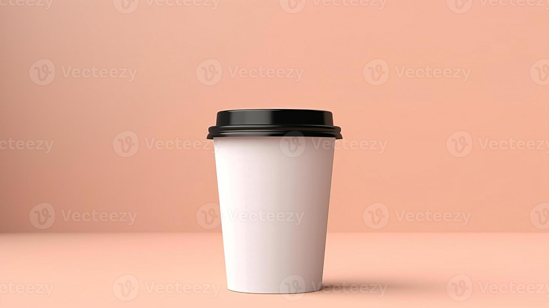 blank white coffee cup with lid mockup. photo