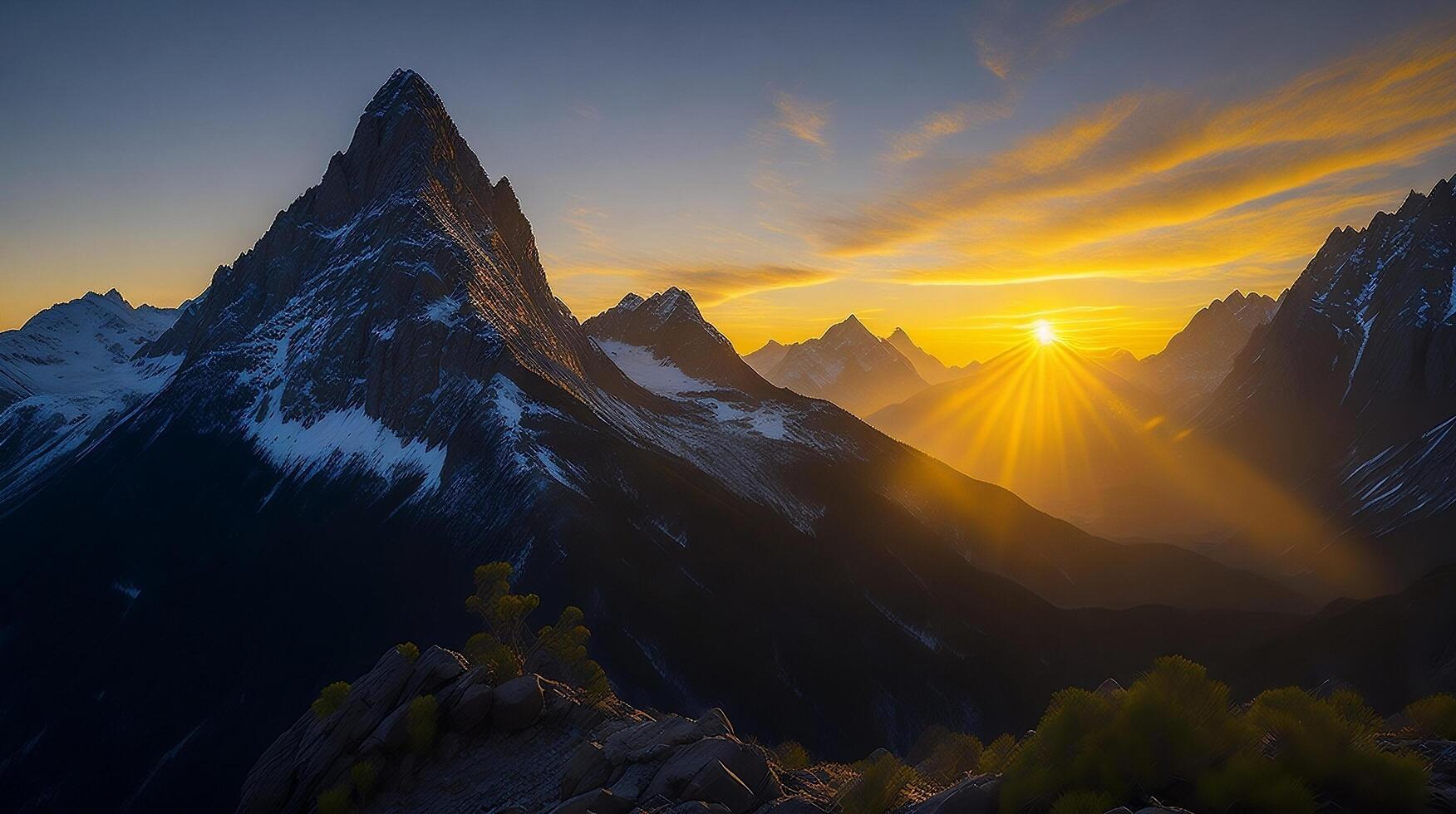 Beautiful sunset in the mountains. Panorama of the mountains photo