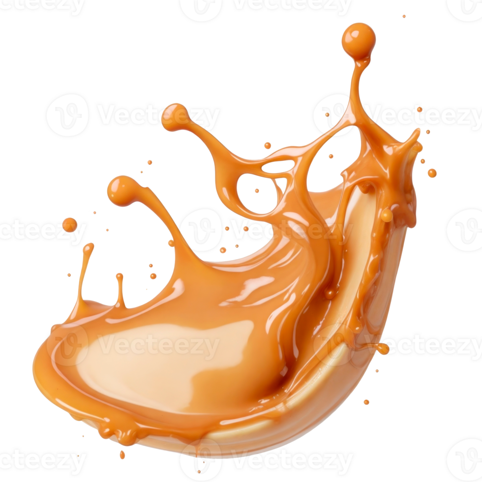 Caramel splash in the air isolated on transparent background png