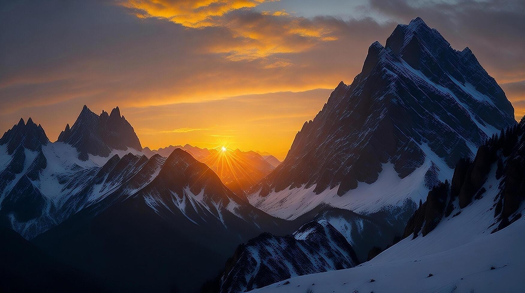 Beautiful sunset in the mountains. Panorama of the mountains photo