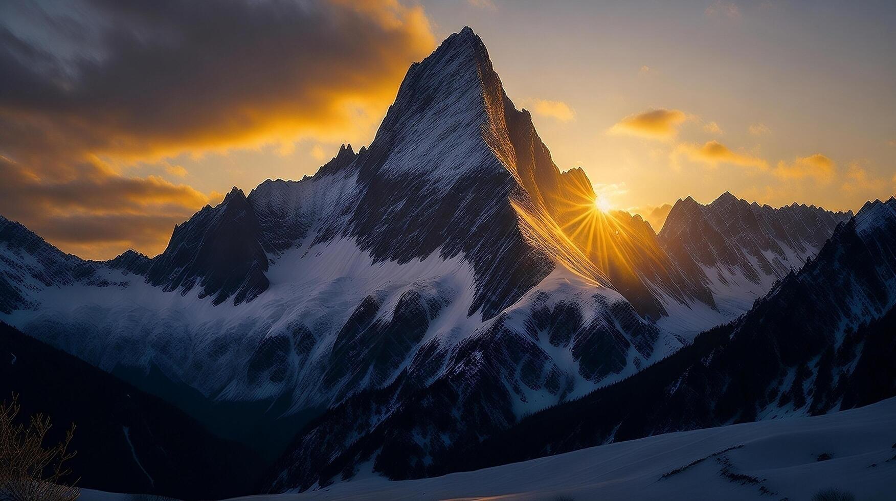 Beautiful sunset in the mountains. Panorama of the mountains photo