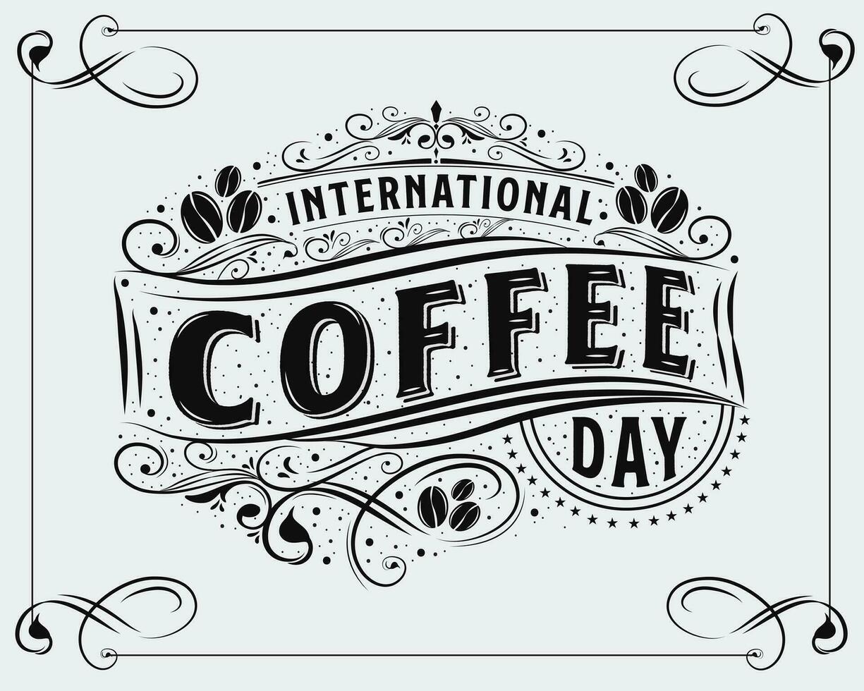 mano dibujado nacional café día vector ilustración. contento nacional café día diseño.
