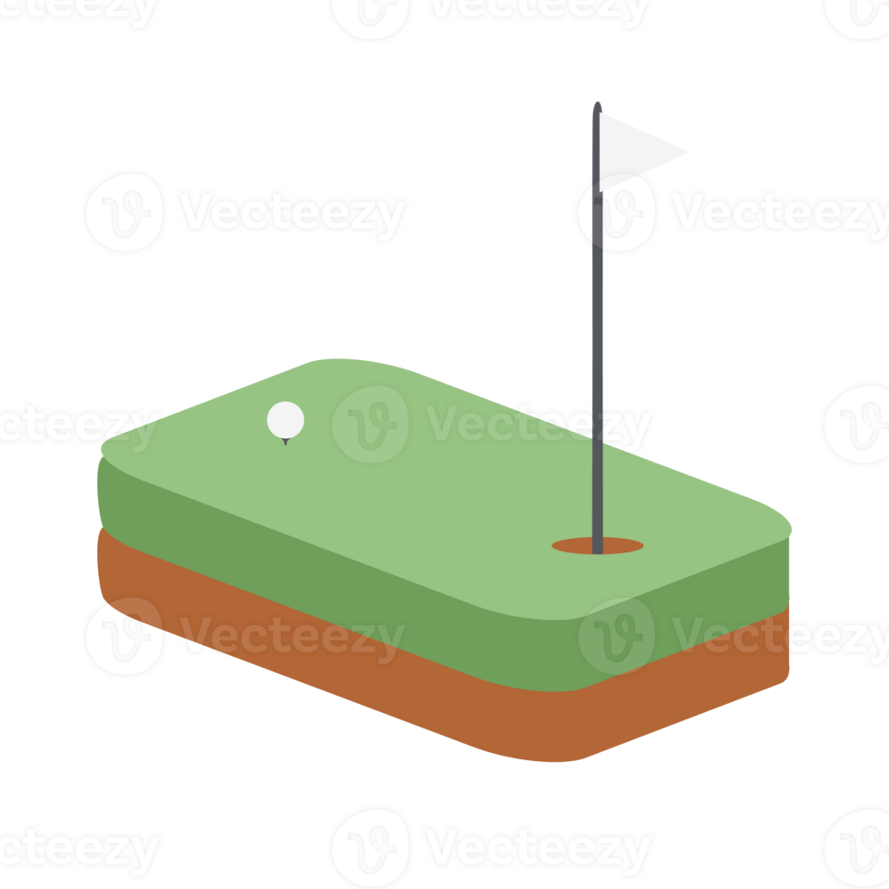 Isometric Golf Hole Field Ground With White Flag png