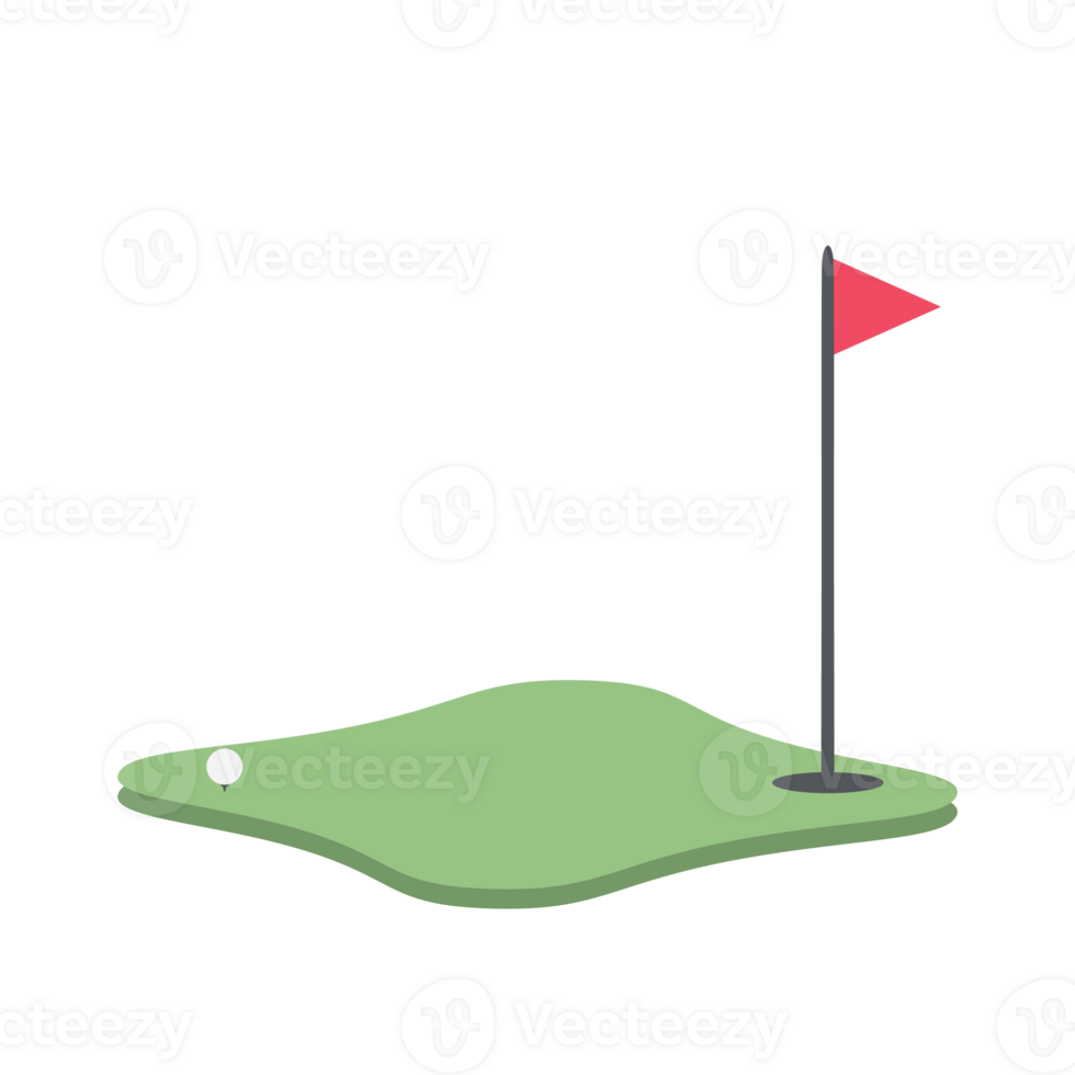 Isometric Golf Hole Field With Red Flag png