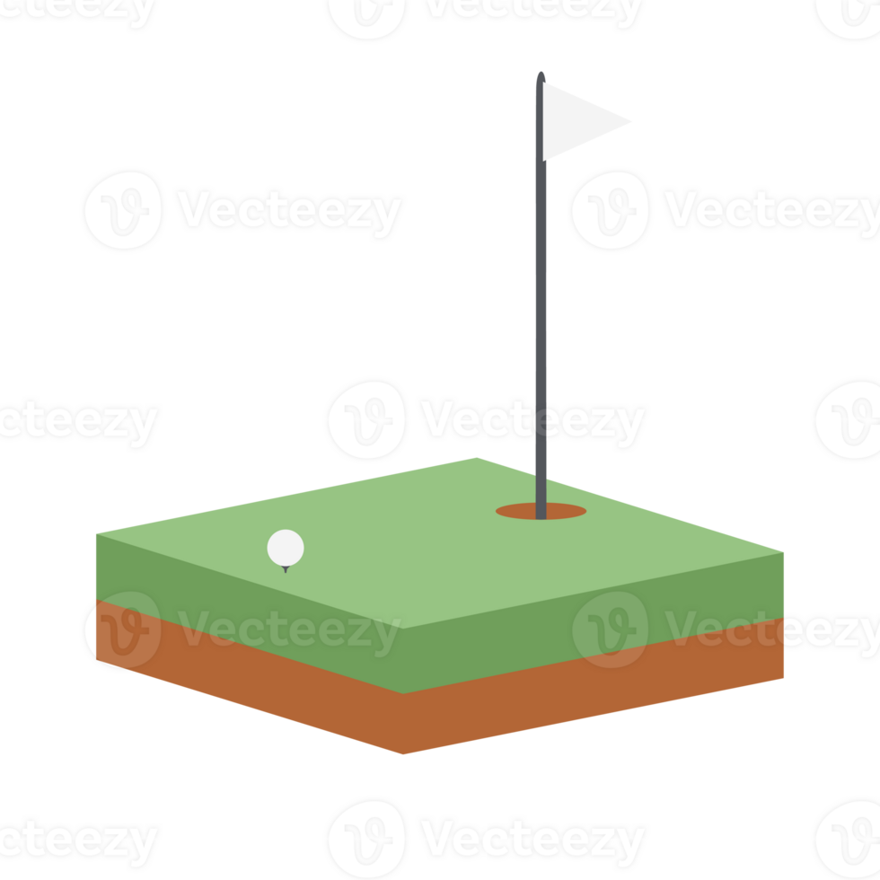 Isometric Golf Hole Field Ground With White Flag png