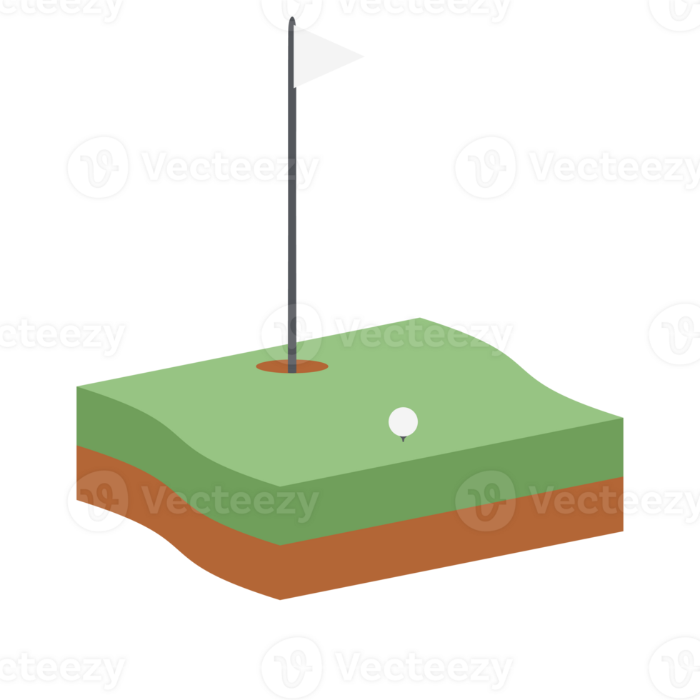 Isometric Golf Hole Field Ground With White Flag png