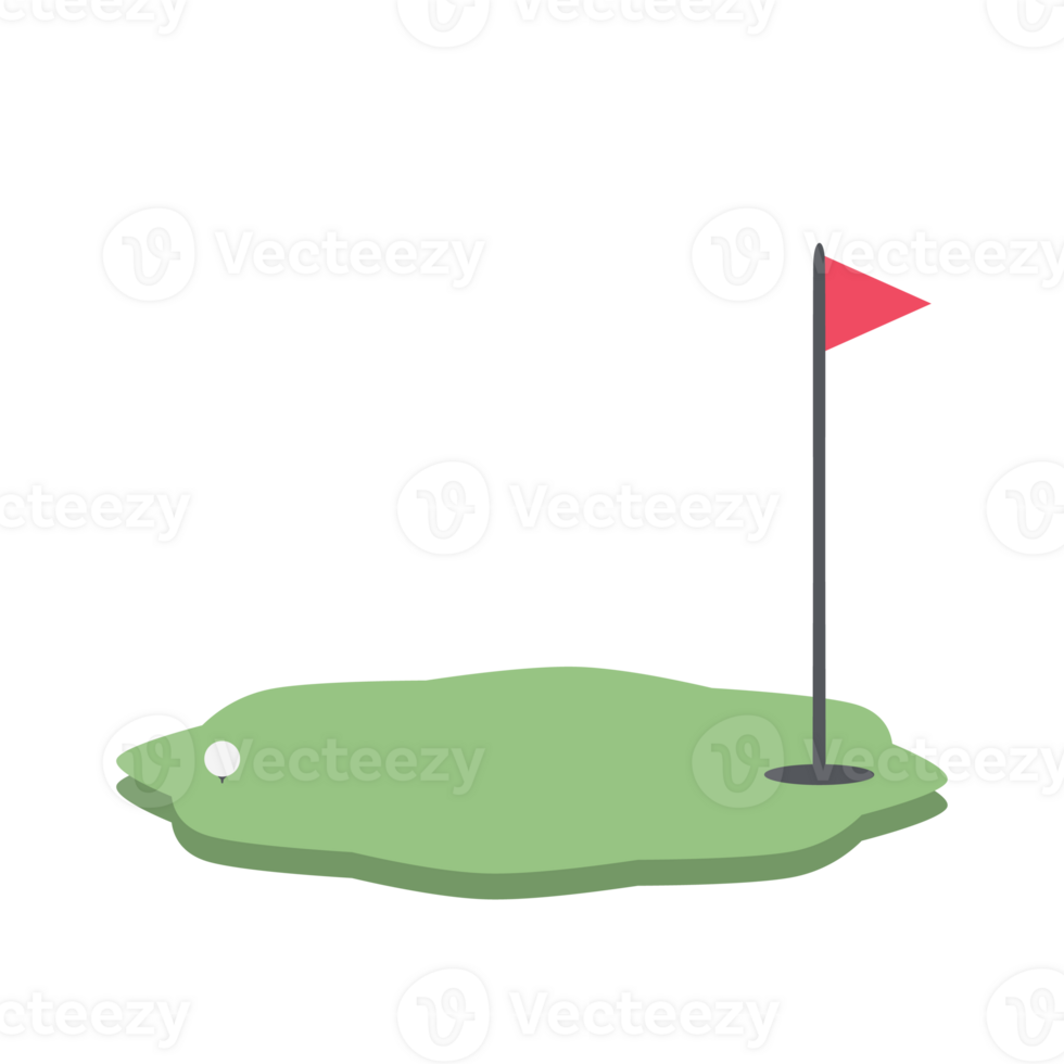 Isometric Golf Hole Field With Red Flag png