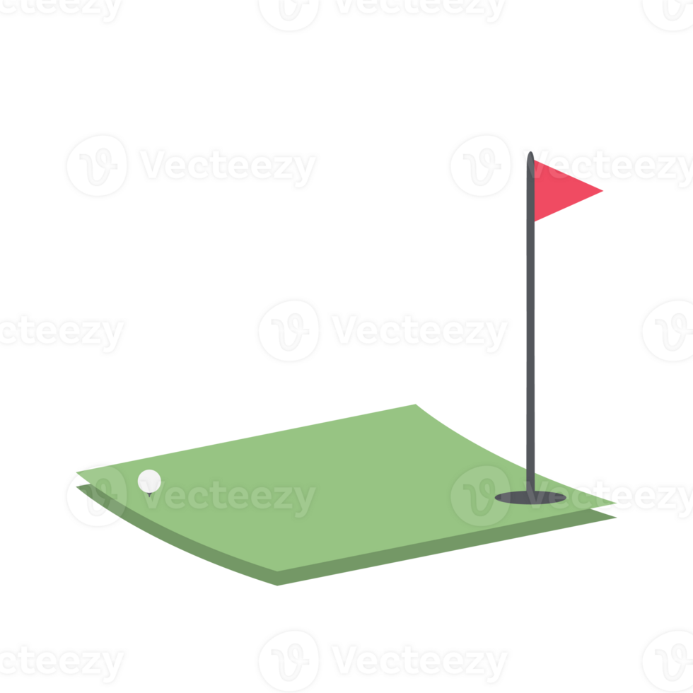 isometrisch Golf Loch Feld mit rot Flagge png