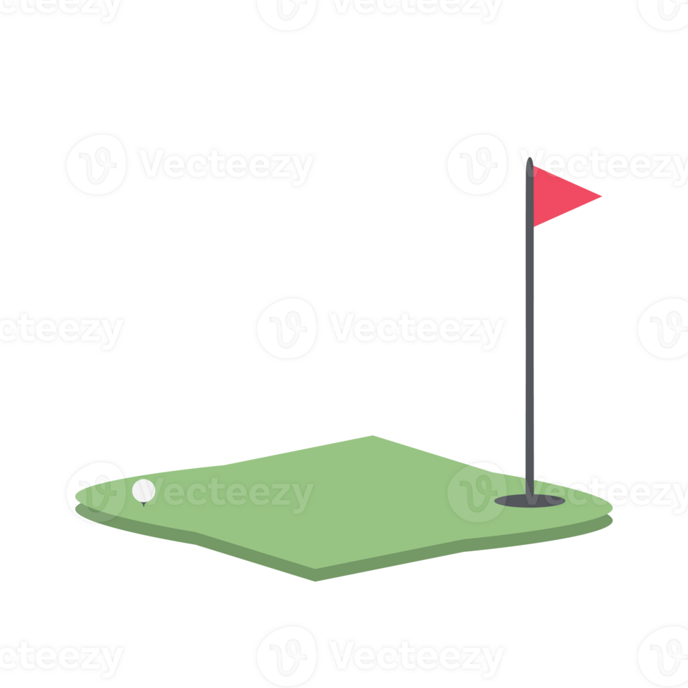 Isometric Golf Hole Field With Red Flag png