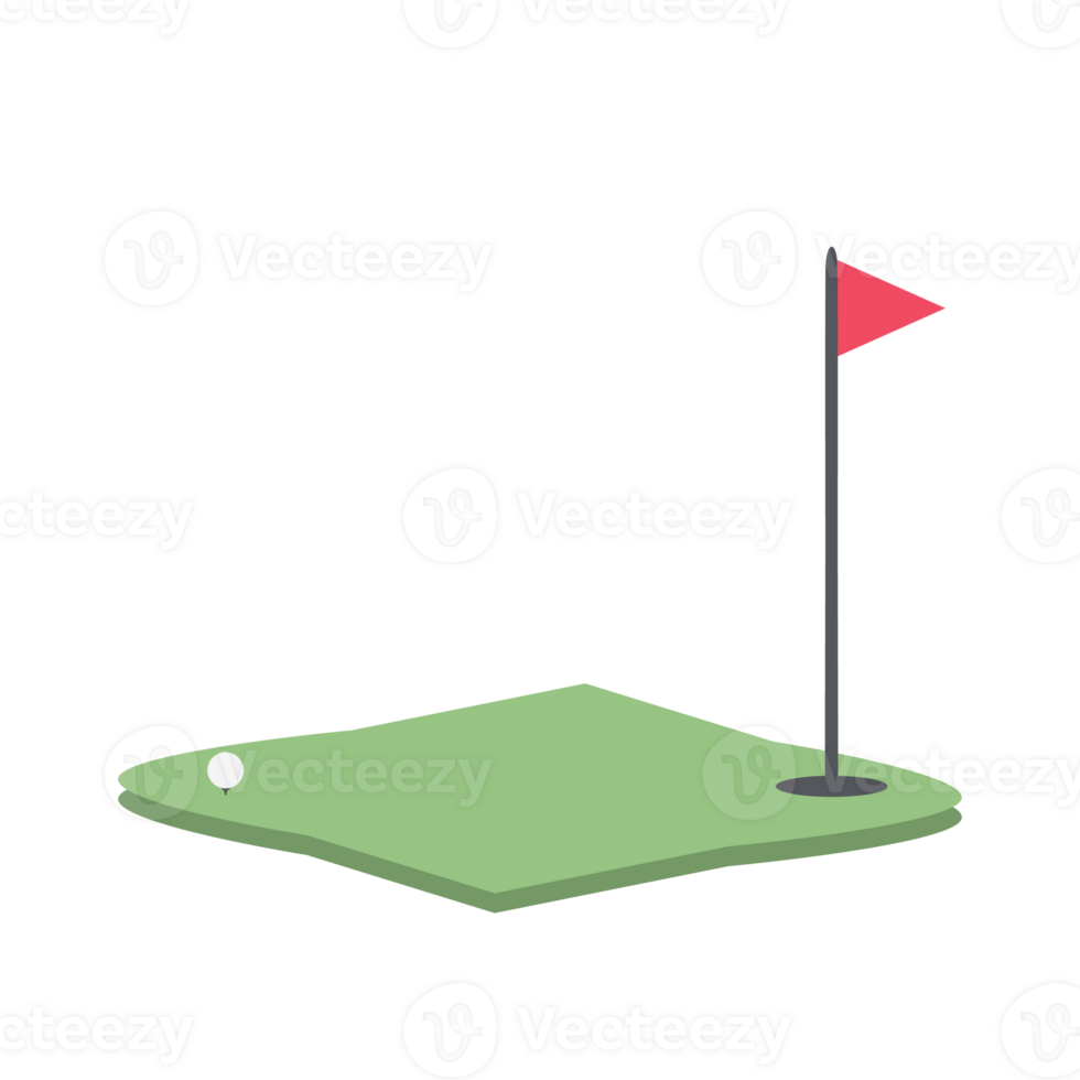 isométrica golf agujero campo con rojo bandera png