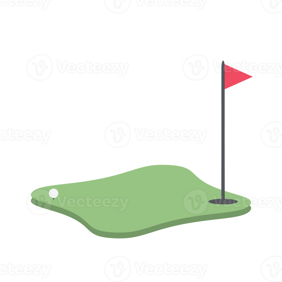 Isometric Golf Hole Field With Red Flag png