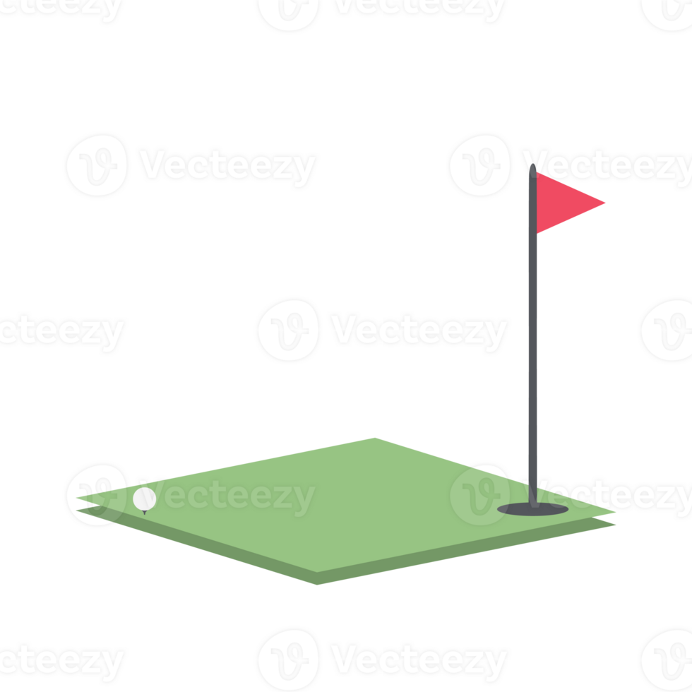 Isometric Golf Hole Field With Red Flag png