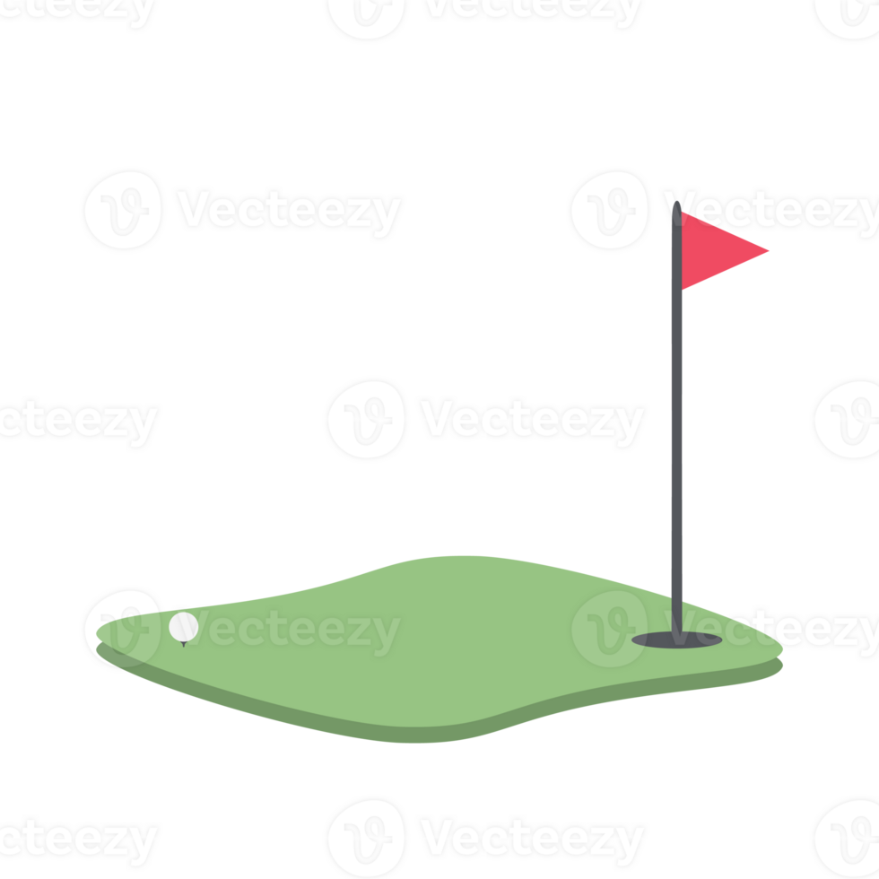 Isometric Golf Hole Field With Red Flag png