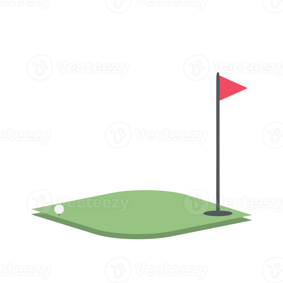 Isometric Golf Hole Field With Red Flag png