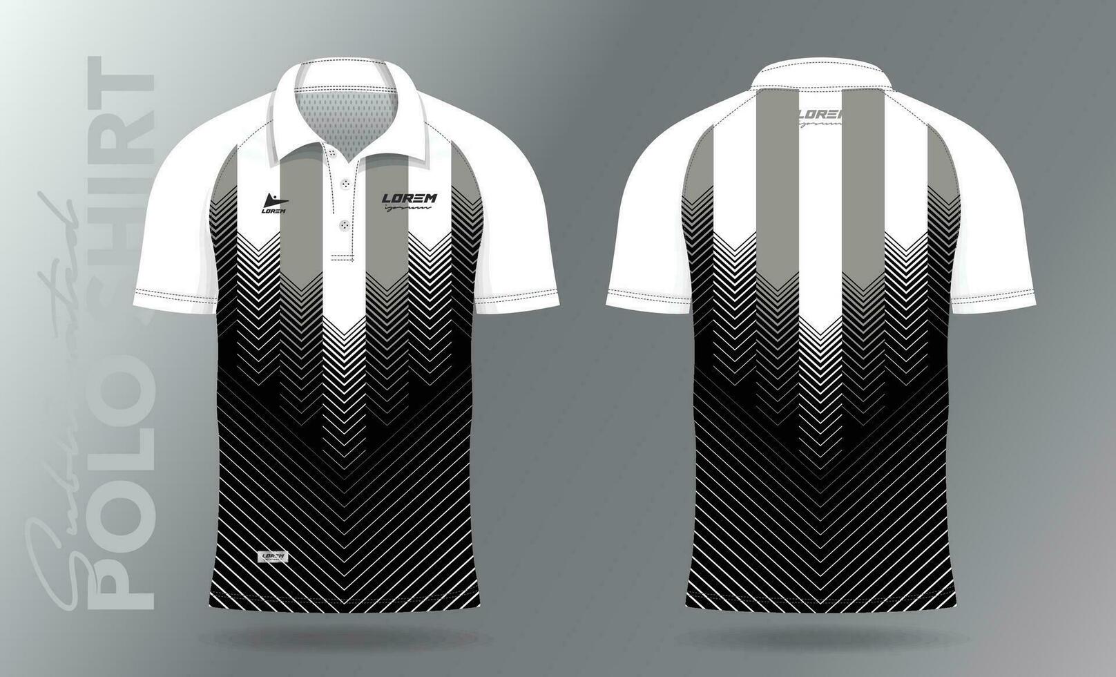 black and white polo shirt mockup template design for sport uniform vector