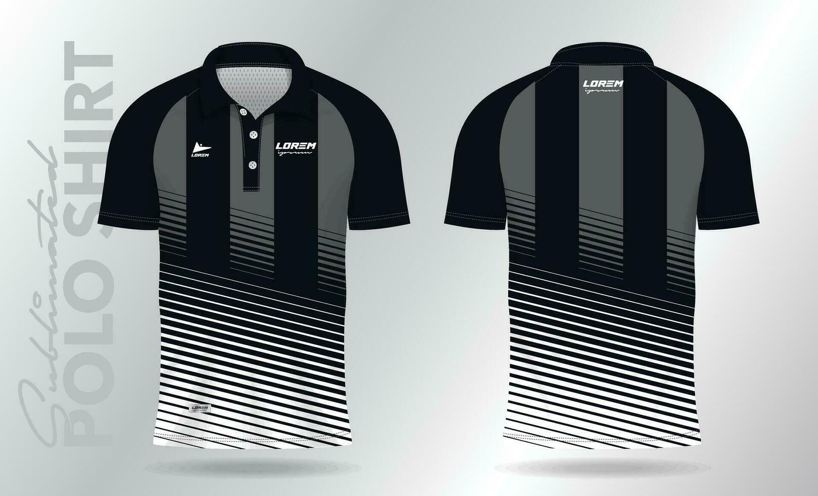 black and white polo shirt mockup template design for sport uniform vector