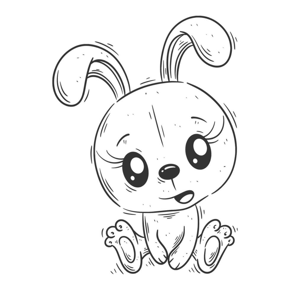 Cute bunny is sitting alone for coloring vector