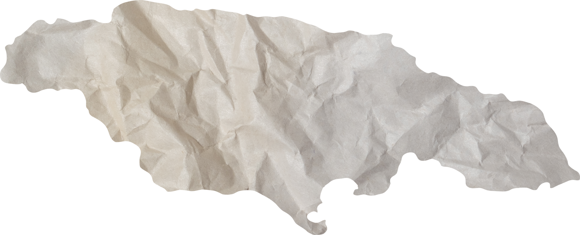 jamaica island map paper texture cut out on transparent background. png