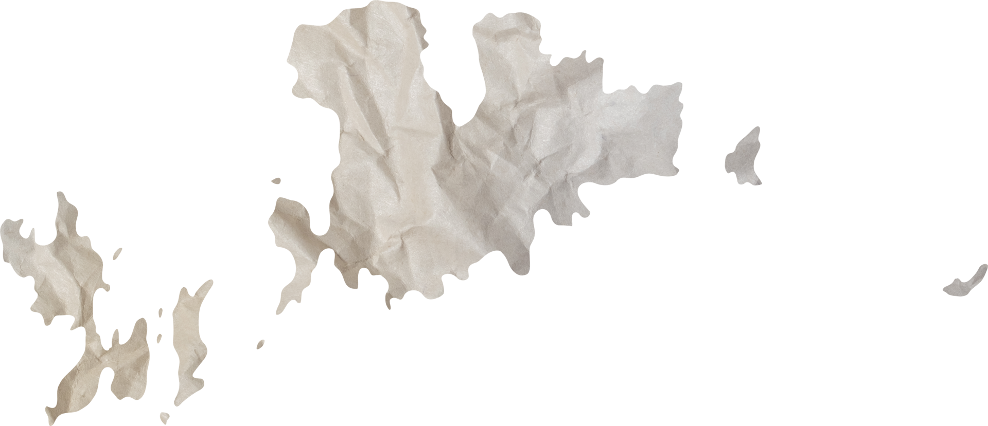 mykonos island map paper texture cut out on transparent background. png
