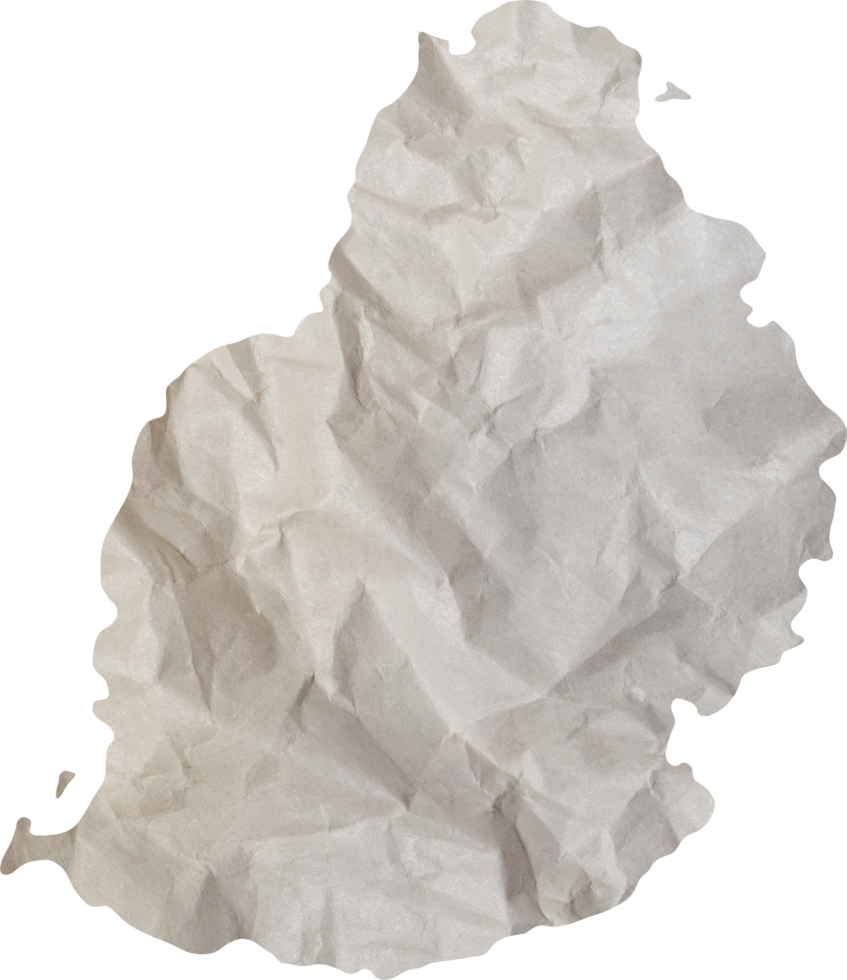 mauritius island map paper texture cut out on transparent background. png