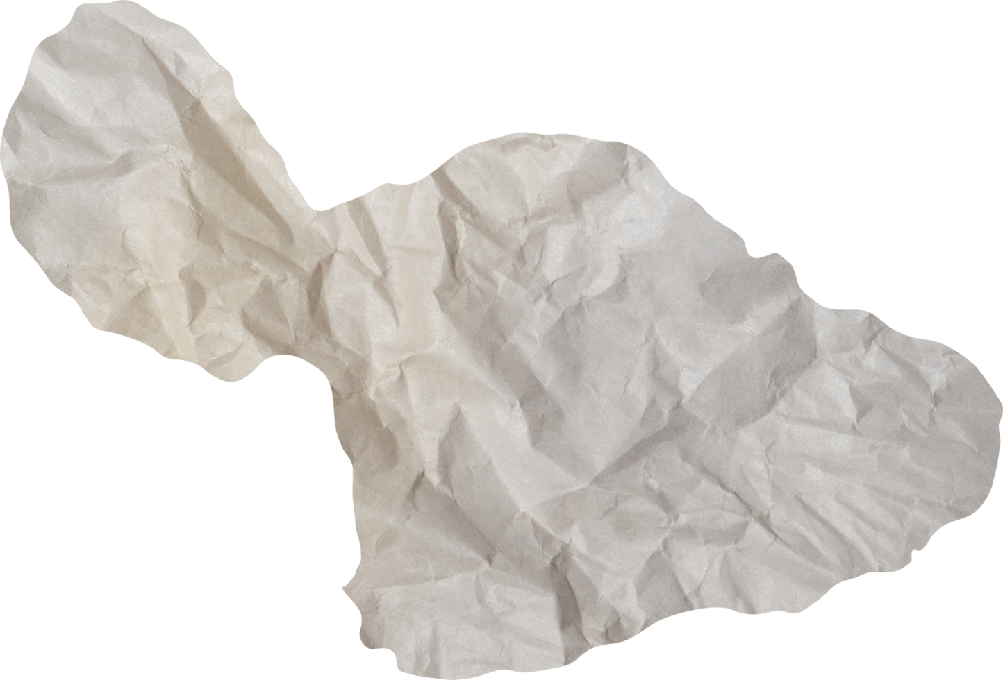 maui island map paper texture cut out on transparent background. png