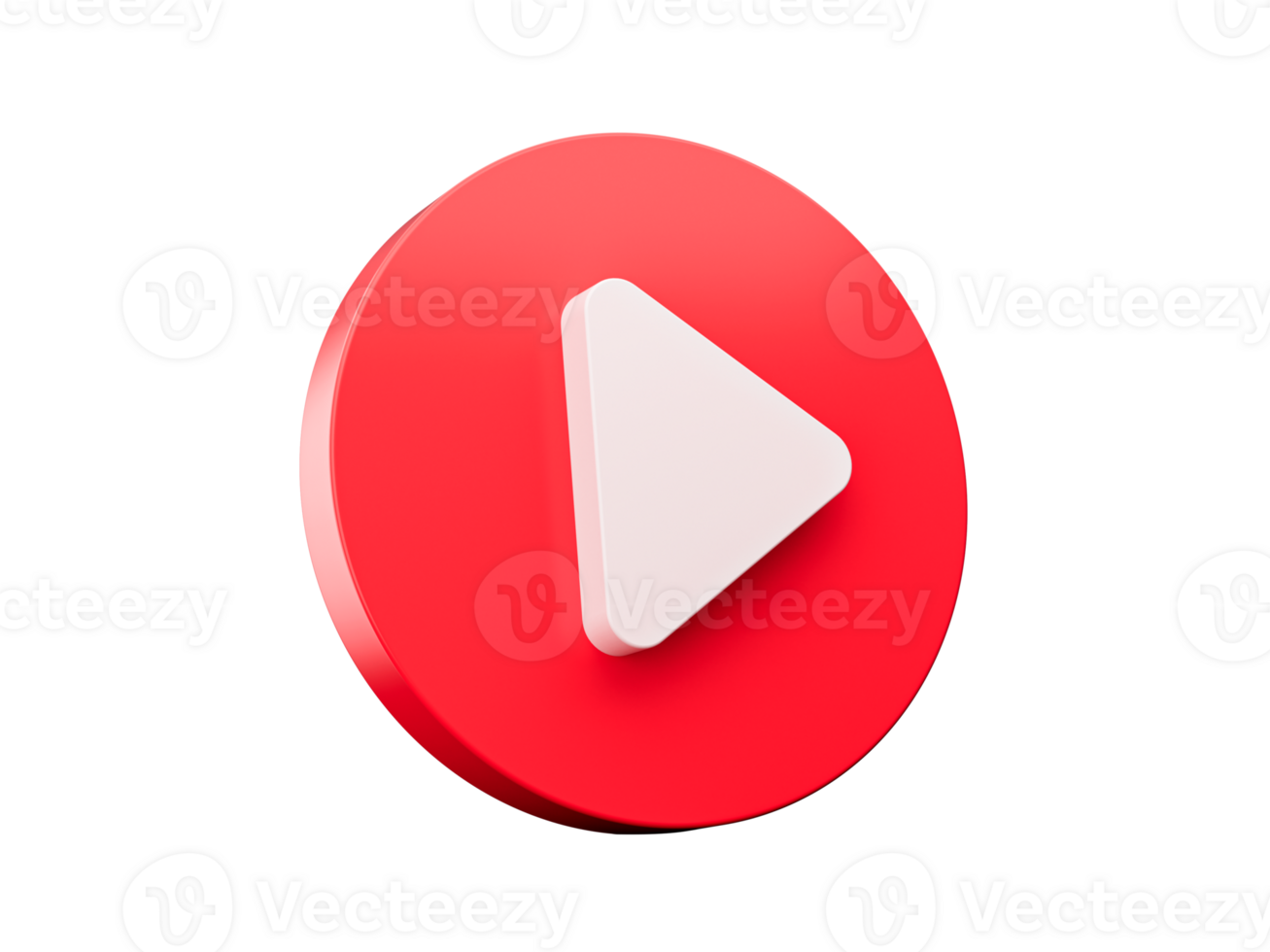 Red play button. Website icon symbol. web button Concept of video, audio playback. 3d illustration png