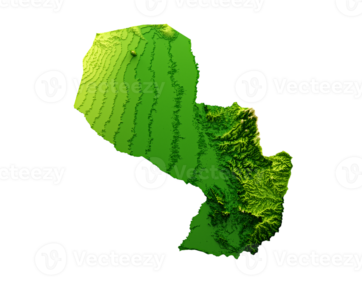 Paraguai mapa 3d sombreado alívio mapa isolado 3d ilustração png